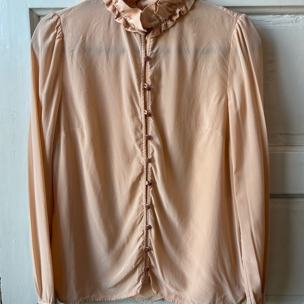 Sezane Peach Button-Down Blouse - image 1
